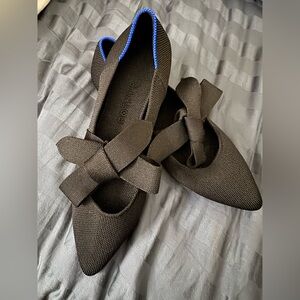 Rothy's Black Mary Jane Bow flats with Blue Accents